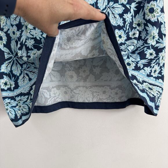 J Jill Knit Jersey Skirt S Blue Floral Pockets Short Stretch Summer Pull On - Picture 5 of 9